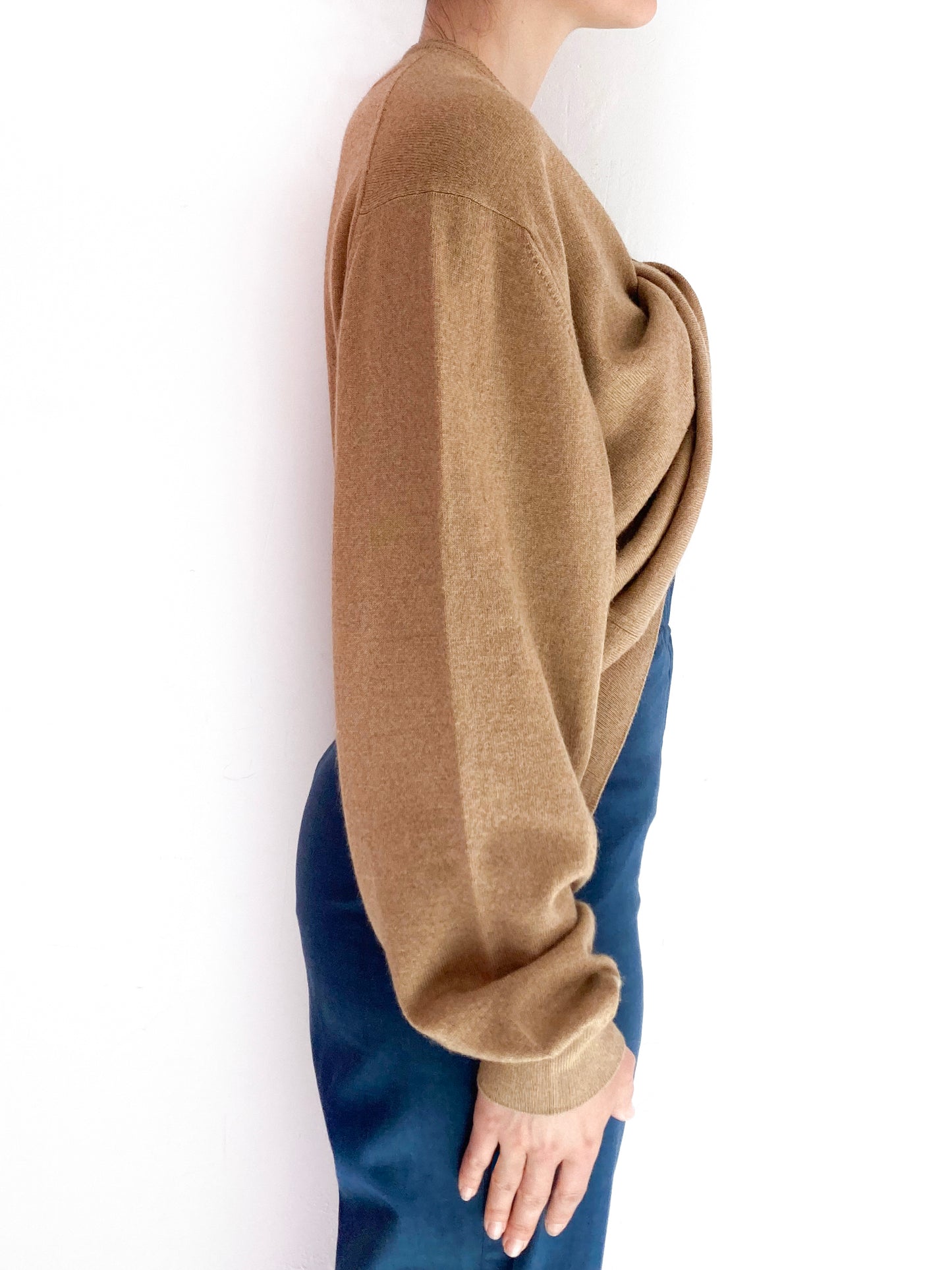 The Twisted Knit Sweater in light brown