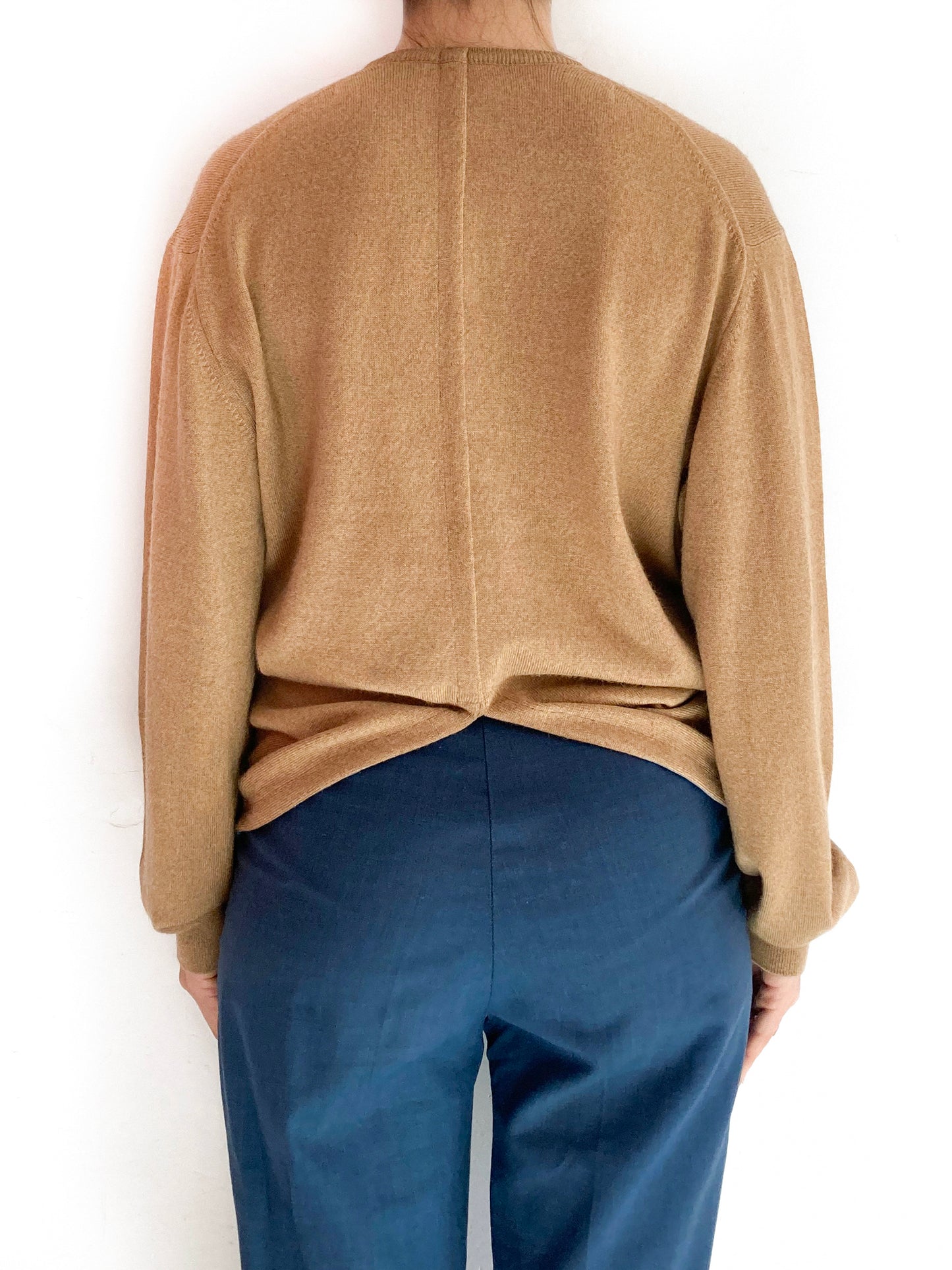 The Twisted Knit Sweater in light brown