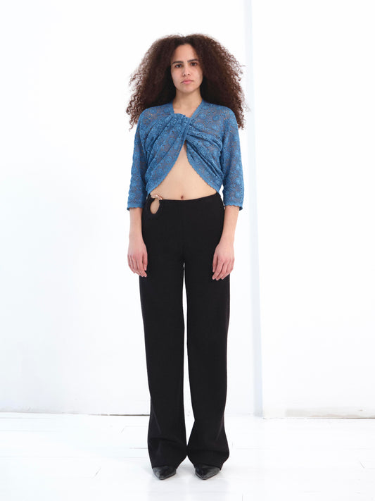 The Twisted Cardigan in indigo