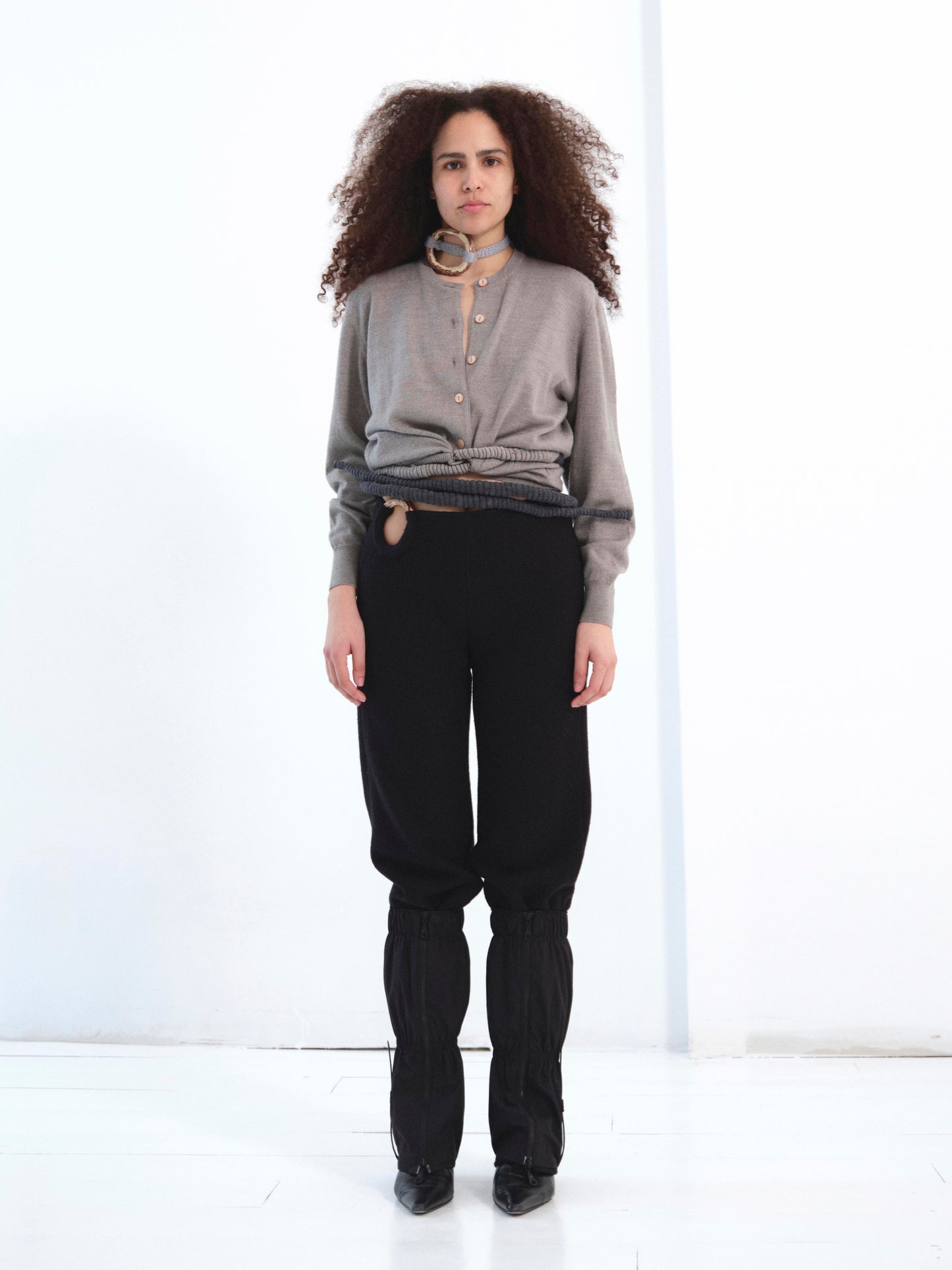 The Tie Dye Cardigan in dark grey